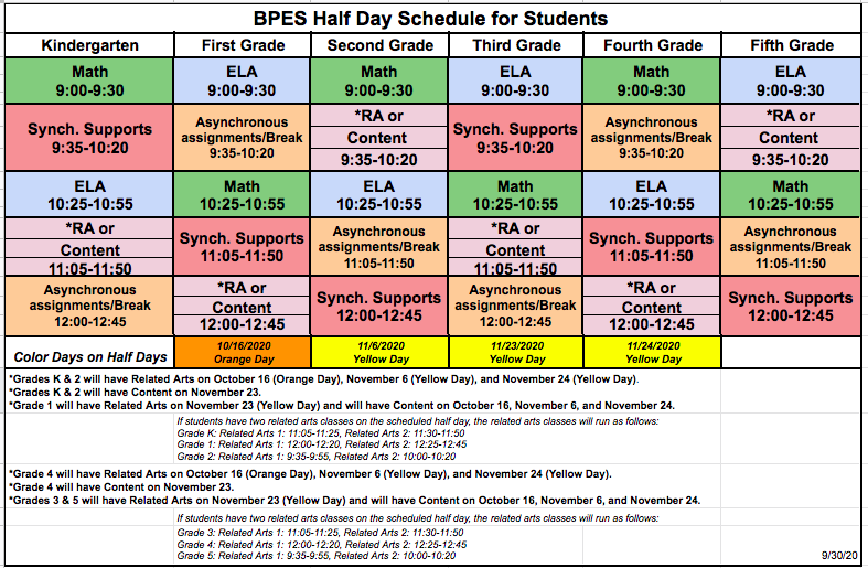 Hcpss Calendar 2022 2023 Half Day Schedule | Bushy Park Elementary School